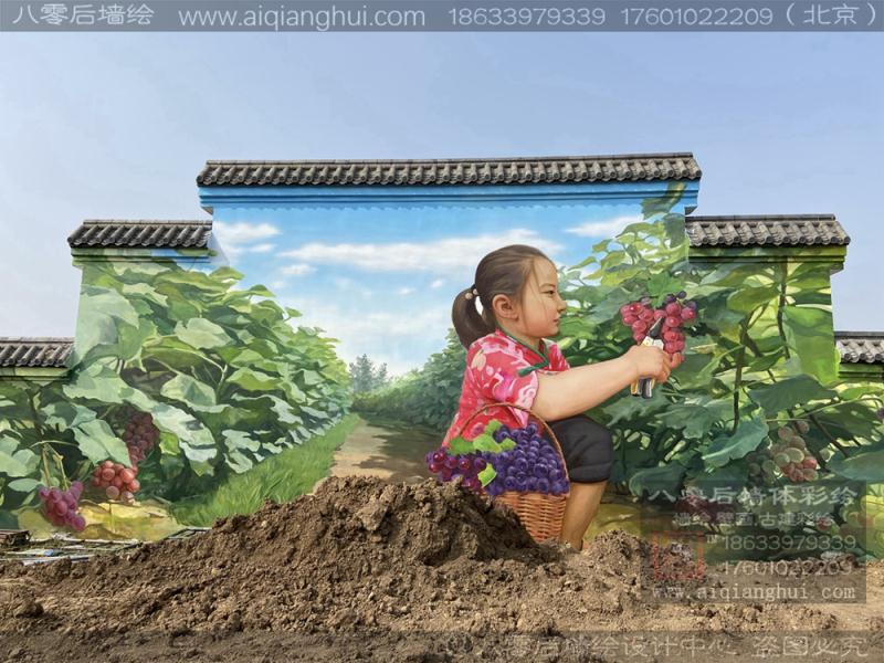 唐山墙体彩绘—桃萄水镇3D立体画